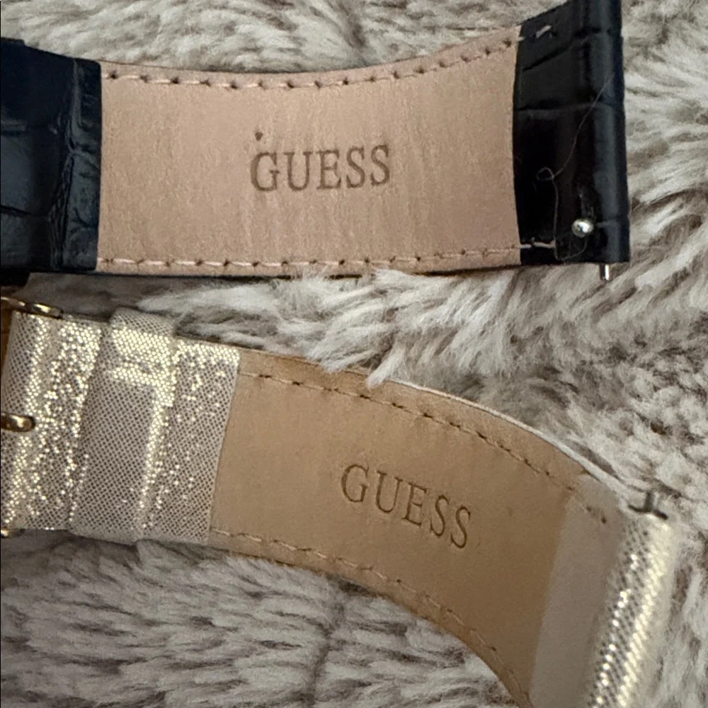 Guess Golden ColorSet of 2 Black & Glitter Leather Strap 16mm - 16 Newoldstock